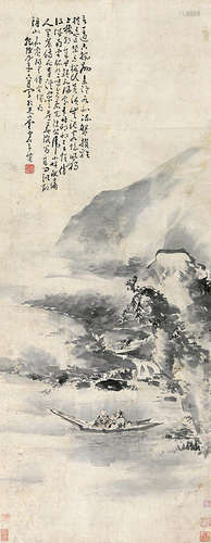 黄  慎（1687-1772） 行舟图 纸本设色 立轴