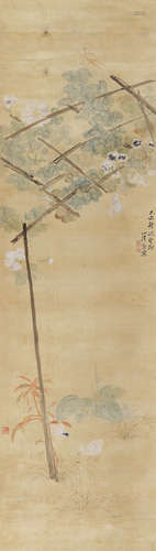 张小蓬(1812-?) 花鸟 绢本设色 立轴