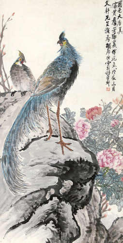 胡郯卿（1865—？） 花鸟 纸本设色 立轴