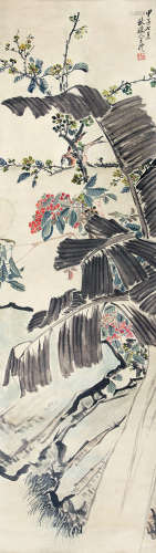 王  礼（1813-1879） 蕉荫嬉雀 纸本设色 立轴