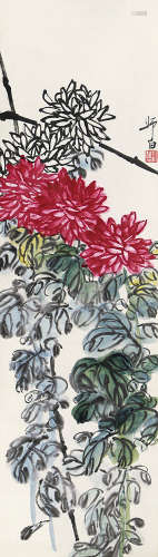 娄师白（1918-2010） 菊花 纸本设色 立轴