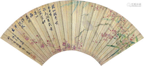 王  武(1632-1690) 花鸟扇面 纸本设色 镜心