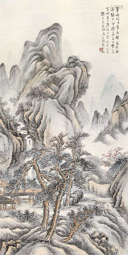 张石园(1898-1959)) 山水 纸本设色 立轴
