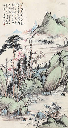 汪孔祁（1887-1940） 山水 纸本设色 立轴