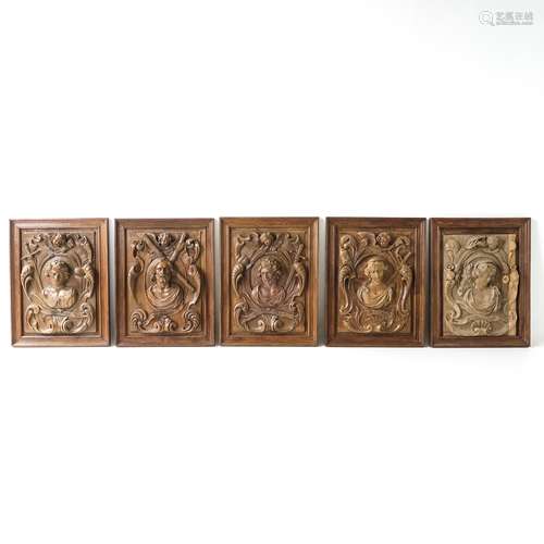 A Rare Series of 18th Century Oak Religious Panels