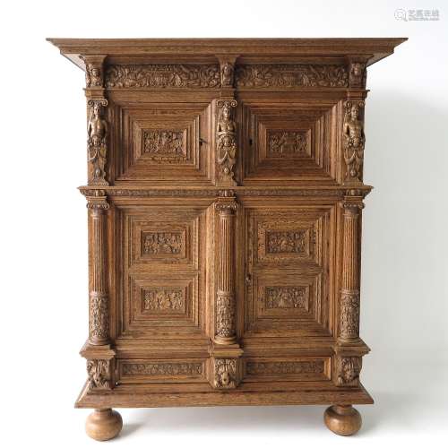 A 17th Century Carved Oak Cabinet