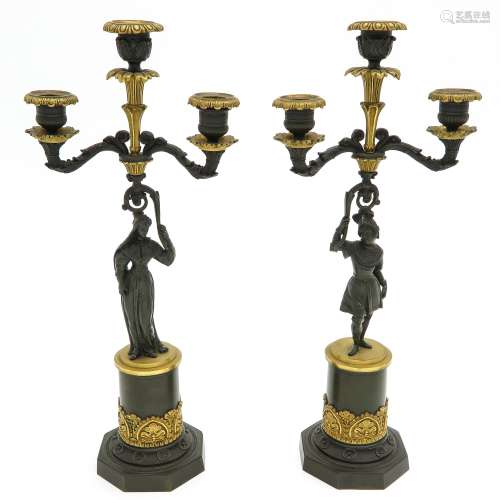 A Pair of 19th Century Empire Candelsticks