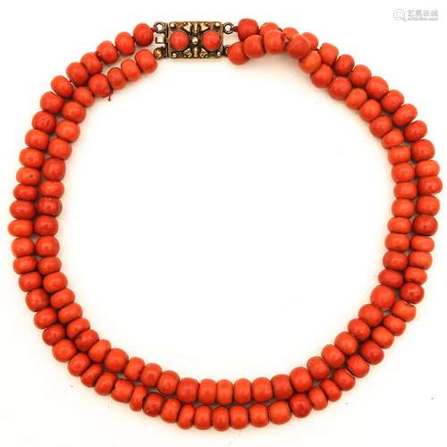 A Two Strand 19th Century Red Coral Necklace