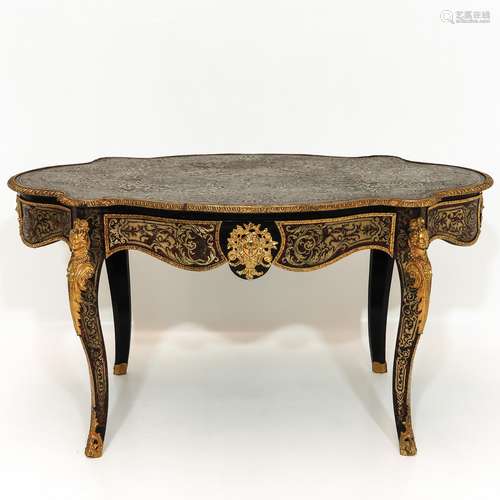 A Boulle Technique Table with Copper Fittings