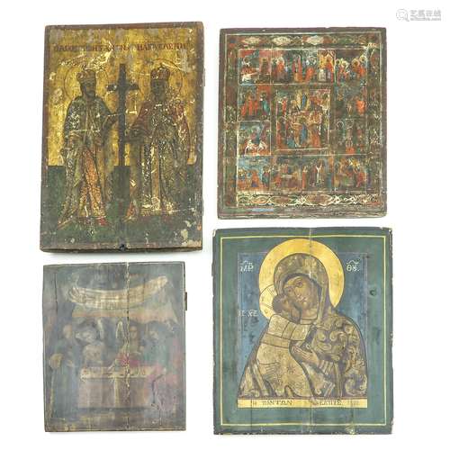 A Lot of Four 19th Century Russian Icons