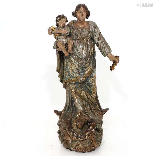 A  17th - 18th Century Madonna and Child Sculpture