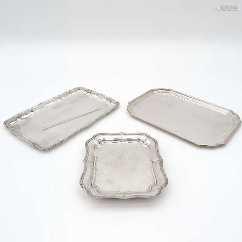 A Collection of Three Silver Presentation Trays