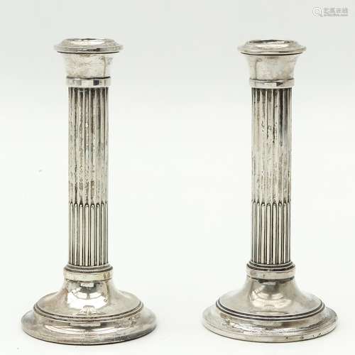 A Pair of Dutch Silver Candlesticks