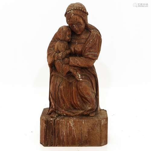 A Carved Wood 18th Century Madonna & Child Sculpture