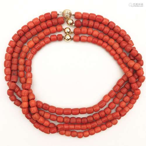 A Collection of Four Red Coral Necklaces