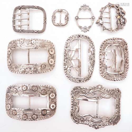 A Collection of Nine Silver Shoe Buckles