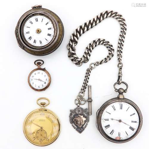 A Fine Silver Pocket Watch with Chain