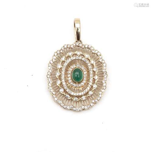 An 18KG Emerald and Diamond Pendant