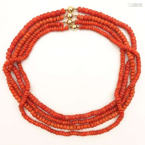 Four Red Coral Necklaces