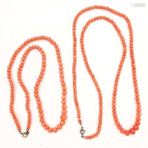 Two Red Coral Necklaces