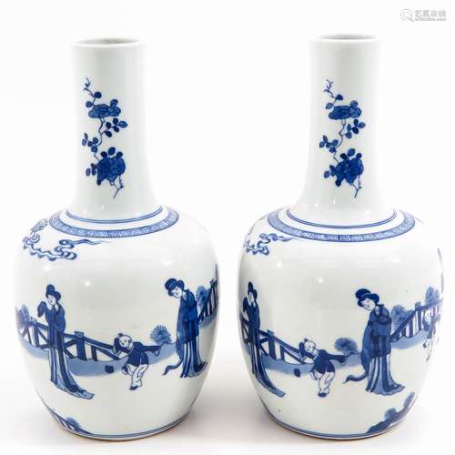 A Pair of Blue and White Vases