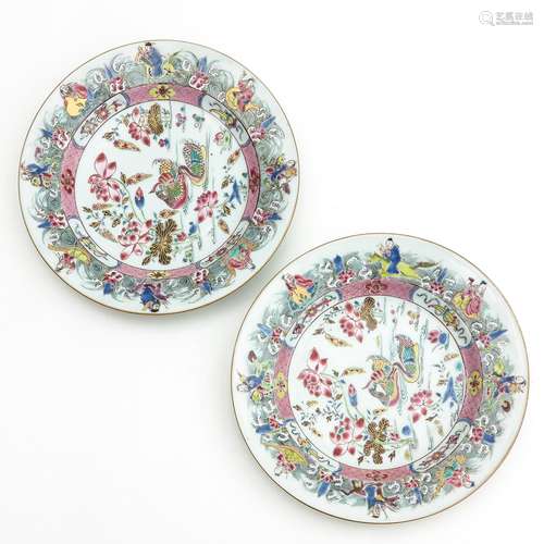 A Pair of Famille Rose Plates