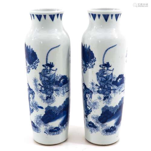 A Pair of Blue and White Vases