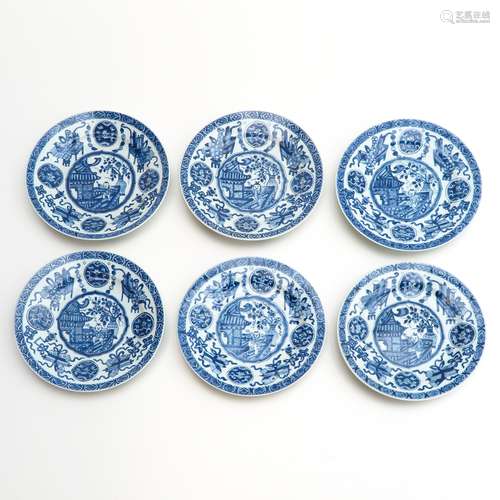 A Series of 6 Blue and White Plates