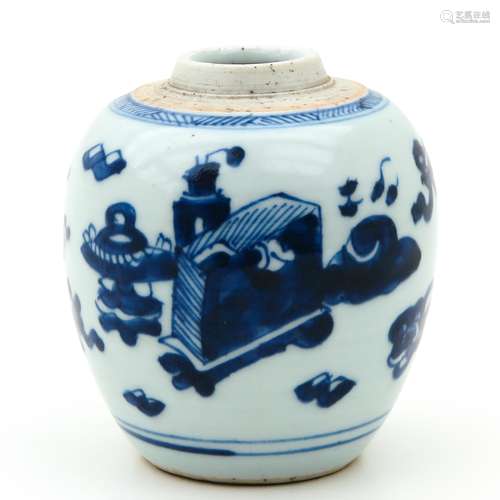 A Small Blue and White Jar