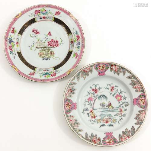 A Pair of Famille Rose Plates