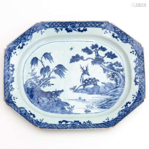 A Blue and White Serving Tray