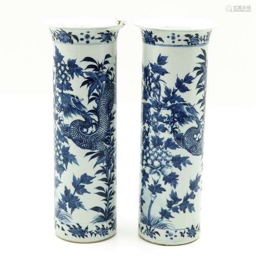 A Pair of Blue and White Vases