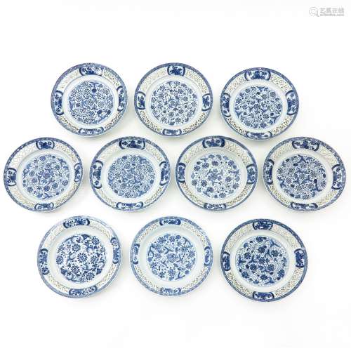 A Series of 10 Reticulated Plates