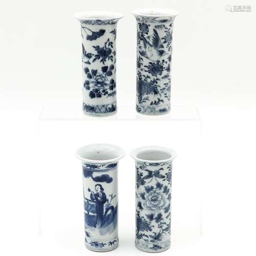 A Series of Four Blue and White Vases