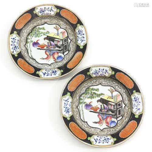 A Pair of Polychrome Plates