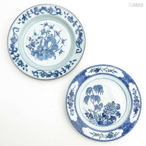 Two Blue and White Plates