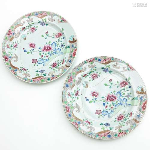 A Pair of Famille Rose Plates