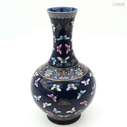 A Blue Ground Bottle Vase