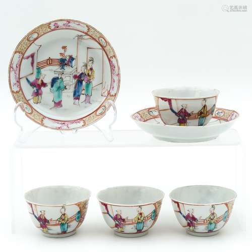 A Collection of Mandarin Cups and Saucers