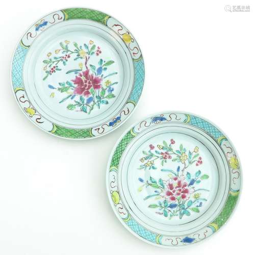 A Pair of Famille Rose Plates