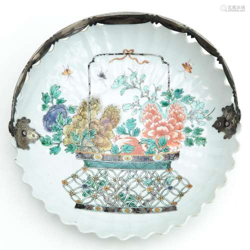 A Famille Verte Dish with Handle