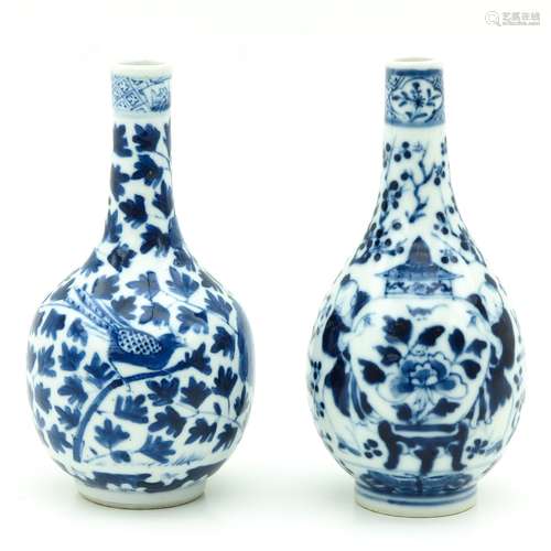 A Pair of Blue and White Vases