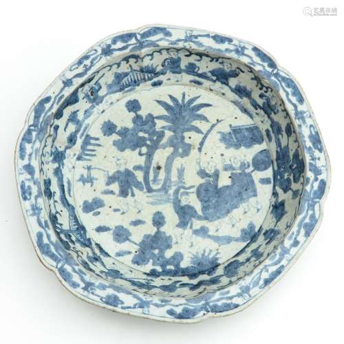 A Blue and White Stoneware Charger