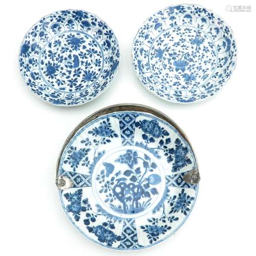 Three Blue and White Plates