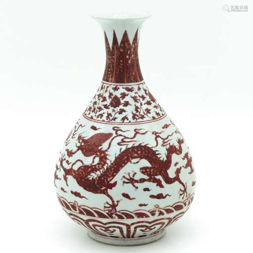 A Red and White Pear Shaped Vase