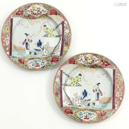 Two Famille Rose Plates