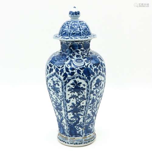 A BLue and White Vase with Cover