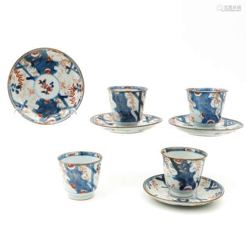 Four Imari Cups and Saucers