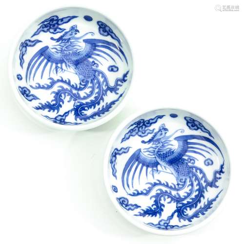 A Pair of Blue and White Dishes