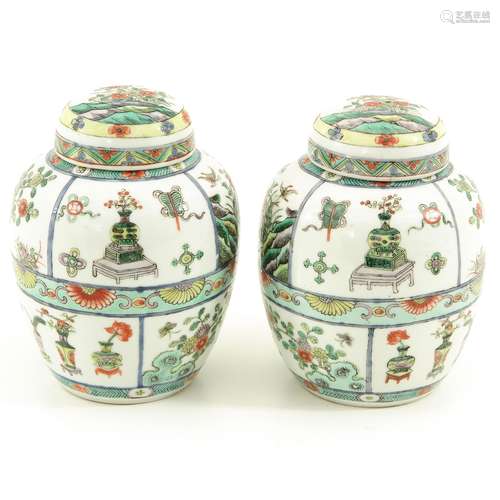 A Pair of Famille Verte Ginger Jars